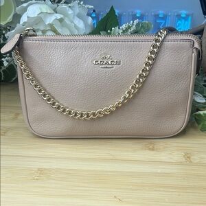 Coach Nolita Wristlet bag wallet chain clutch, pink nude